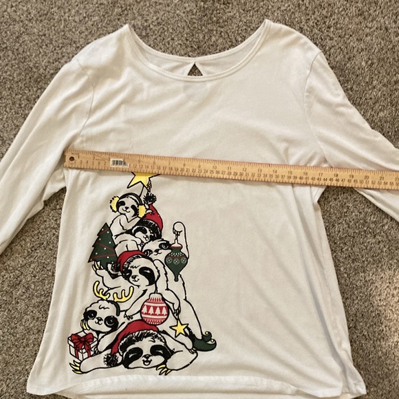 Long sleeve t shirt - Christmas sloths -Justice brand 22 plus - Picture 6 of 9